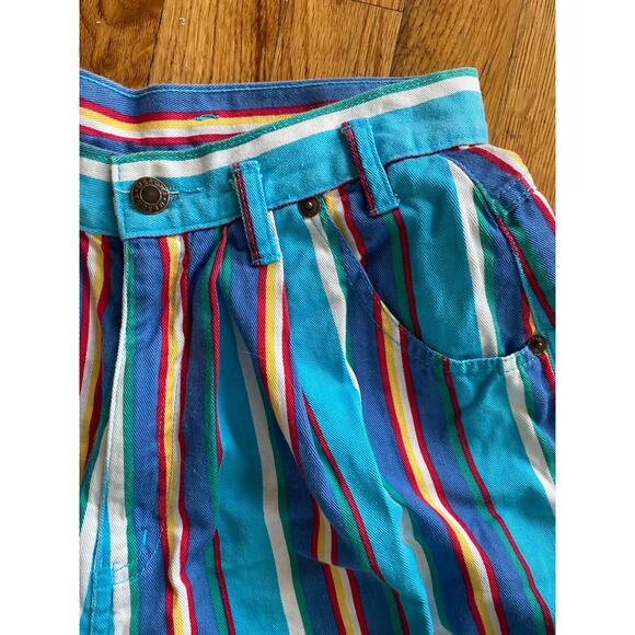 Merona Pants - 80s 90s colorful striped high rise mom shorts rainbow cuffed 26” waist Merona